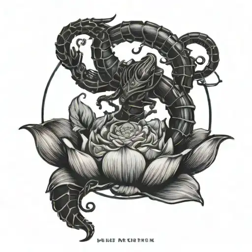 Scorpion Holding Lotus On Libra Scales Forming