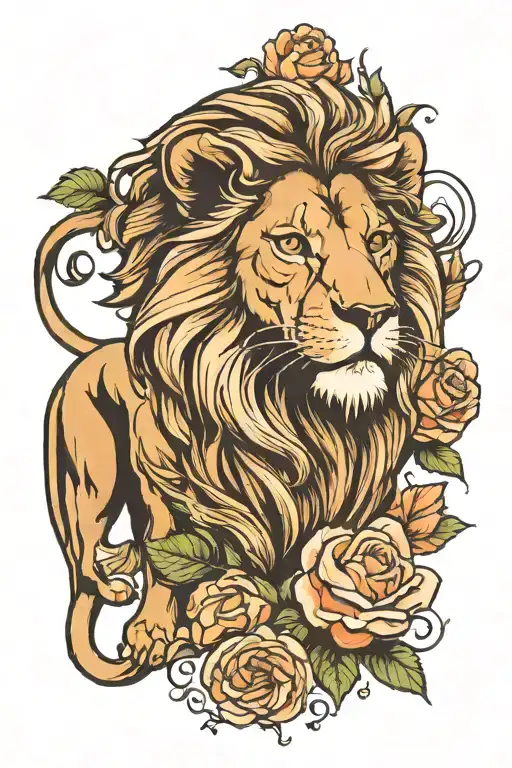 Lion With Rose