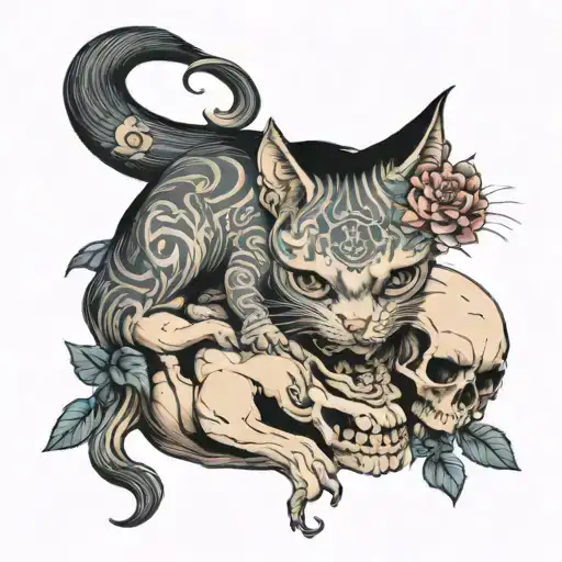 Cat With Half Of Its Skull Exposed Roots And Long