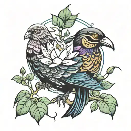 Lotus Flower Crow Sitting