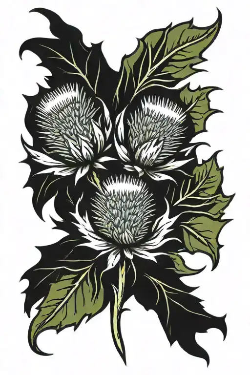 Scottish Thistle And Flag Intertwined