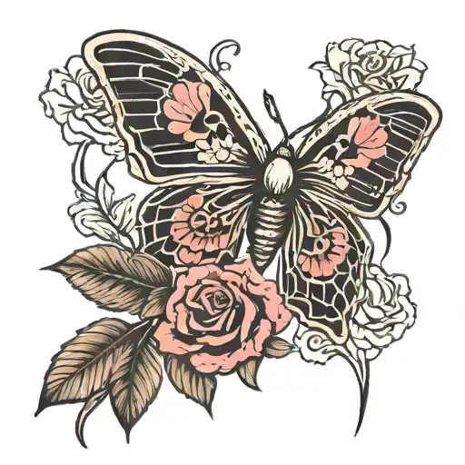 Death Moth Rosy Butterfly Moons And Roses