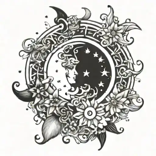 Sun Moon Stars Representing A Mother's Love