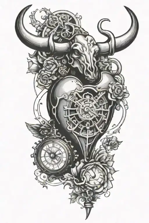 Mechanical Heart Whit Pocket Watch And Bull