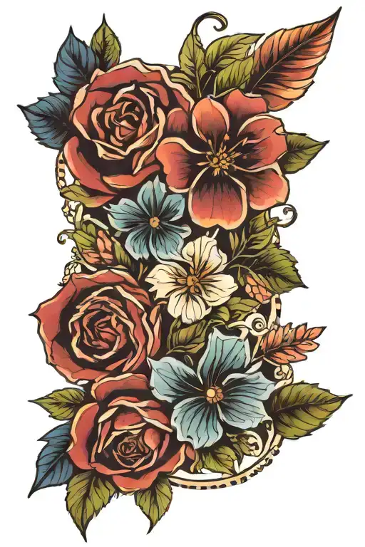 Forearm Bracelet Flowers And Leaves