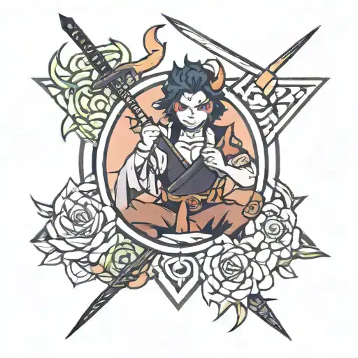 Anime Inspired Tattoo Featuring Demon Slayer