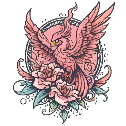 Phoenix Rising From Ashes Pink Girly Floral