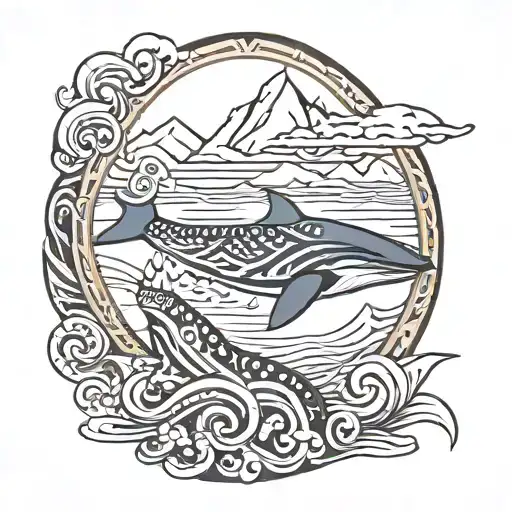Maori Welsh Design Incorporating Water Mountains And Jonan Belly Of The Whale
