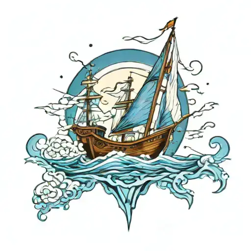 Boat With Blue Moon Surrounded