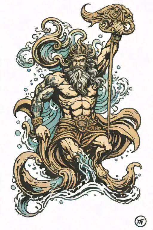 Poseidon With Water Behind Him