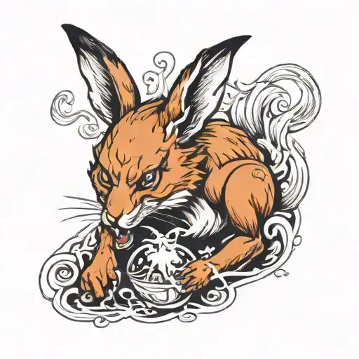 Angry Rabbit Eating Fox