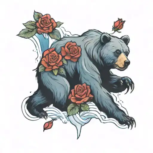 Bear On A Rose Covered Glacier