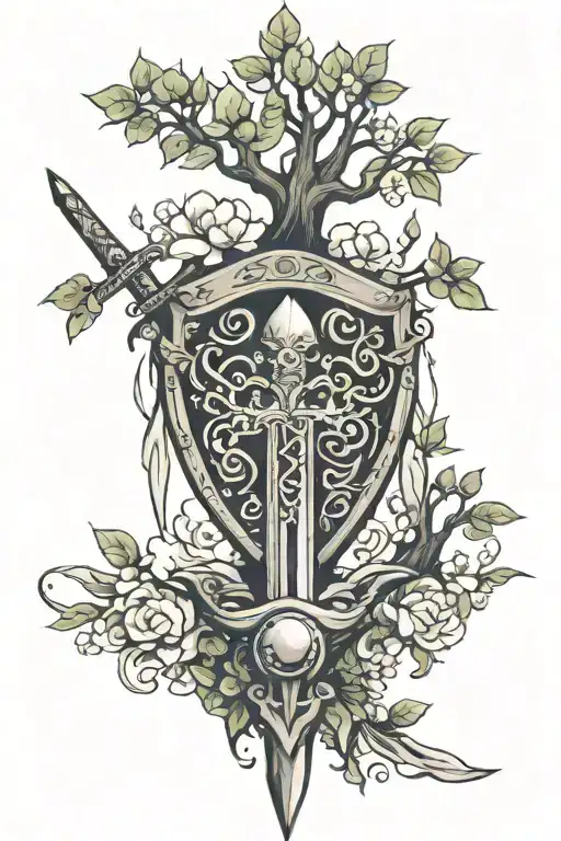 Sword And Shield Protecting The Tree Of Life