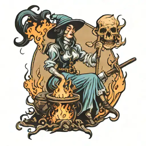 Colonial Era Witch Burning At Stake