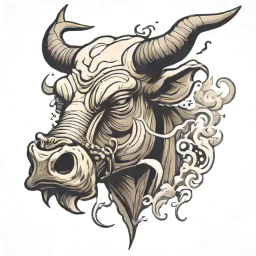 Tough Bull Snorting Steam From Nose