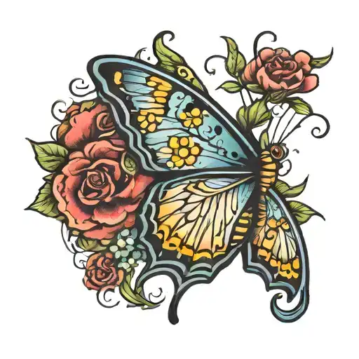 Butterfly With Mersy Written On The Wing Attached