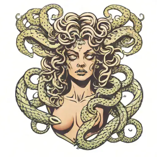 Medusa That Has Snakes Covering Here With Tears And Covering Up