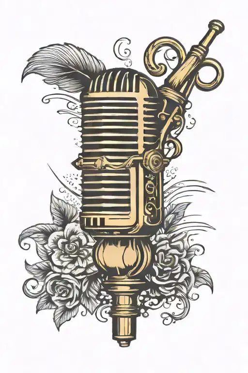 Vintage Microphone Barbershop Pole Music