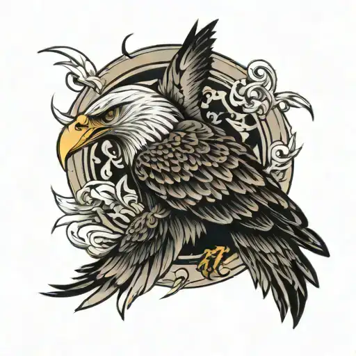 Eagle With Crow On Back