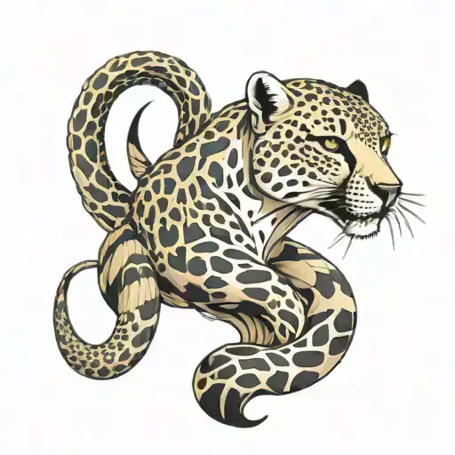 Cheetah And Snake Coiled