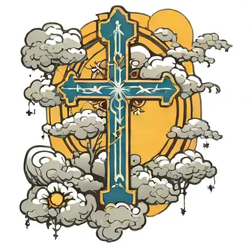 Christian Three Crosses With Clouds And Ray Of Sunshine