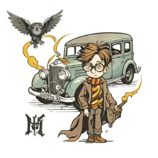 Harry Potter And Car Cartoon