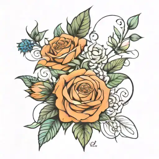 Rose And Aster Flower