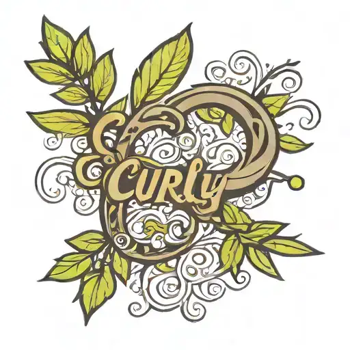 The Word 'Curly' Sat Atop An Olive Branch Representing