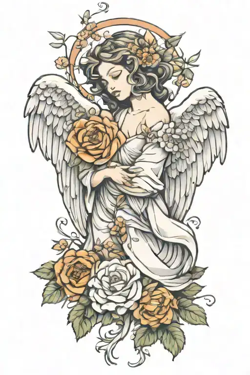 Angel Protecting Young Flowers