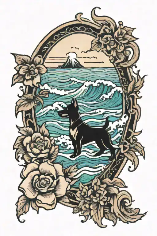 Ocean View With Dogs Paw