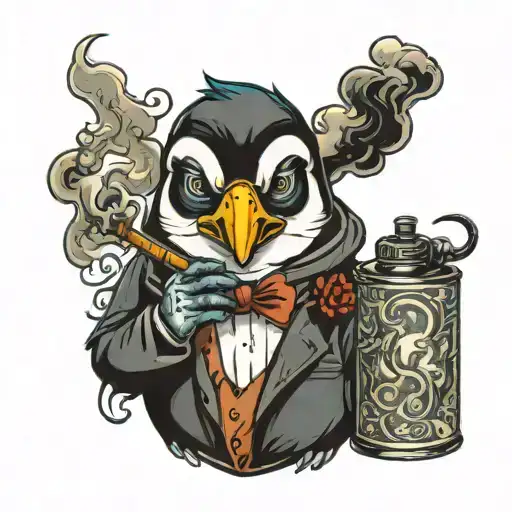 Penguin Smoking Cigarette