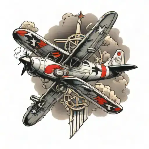 Christian Cross And Cessna Airplane