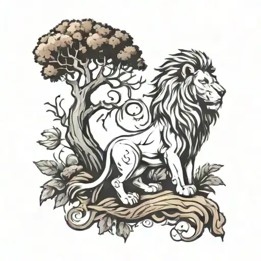 Tree And Lion