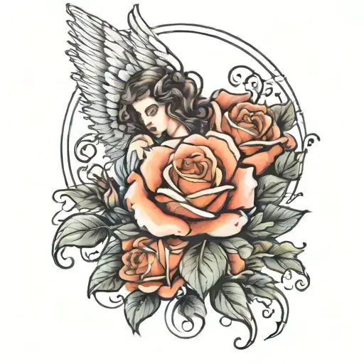 Angel And Rose Half Sleeve