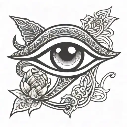 Eye Of Horus And Lotus Tattoo For Bicep