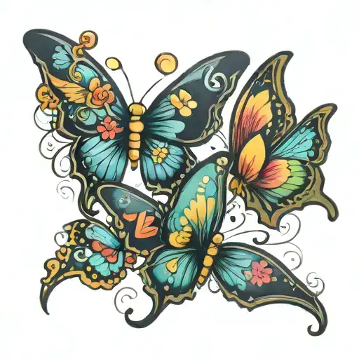Butterflies With Love Symbol