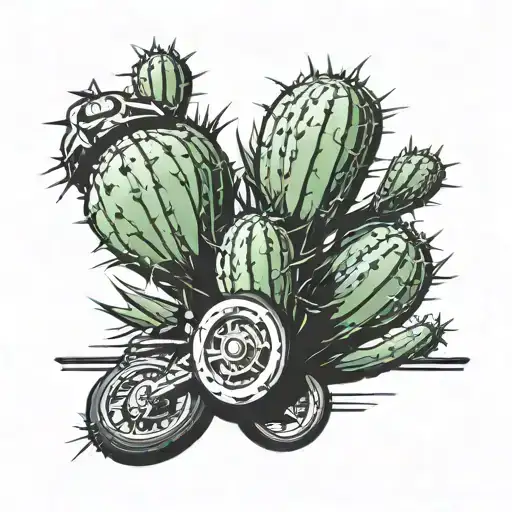 Cactus With Motocross Tire On The Arm
