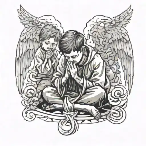 Sad Boys And Angel Praying