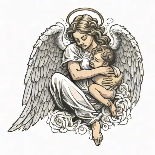 Angel Protecting A Baby While She Is Being Attacked