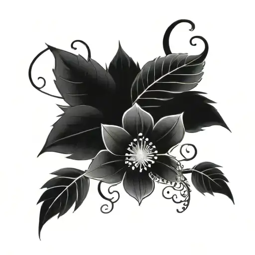 Flower Large Black Leaves