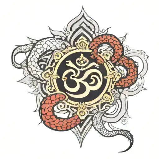 Two Trishul With Their Head As Om And Snake Wrapped Around The Trishul