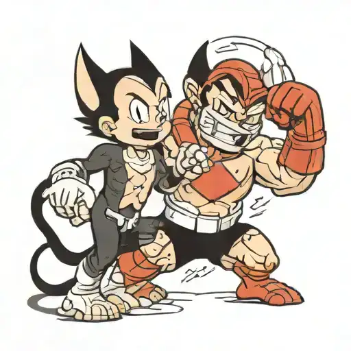 Astro Boy Fighting Black Dog Howling