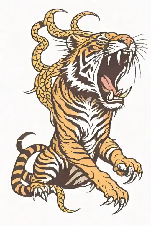 Full Body Tiger Mouth Open Claws