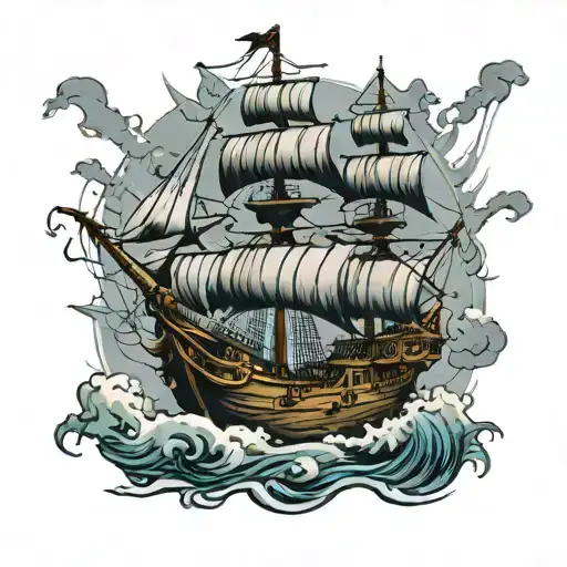 A Pirate Ship In A Storm