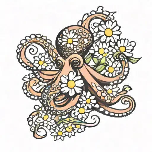 Traditional Octopus With Daisies