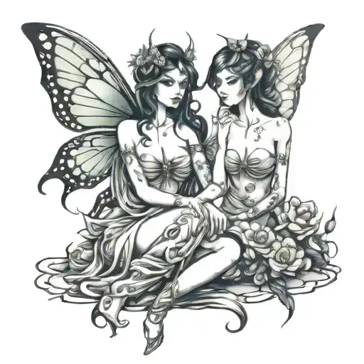 Sexy Fairy Sitting Side By Side