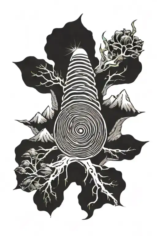 Mountain Sun Finger Print Music Travel Karma Spinal