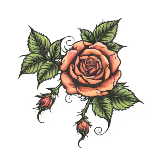 Rose With Brambles Running Down Around Arm