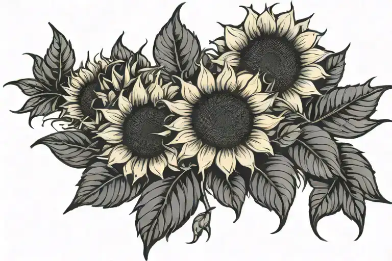 Black 3 Sunflowers