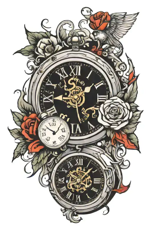 Clock Broken Into 4 Pieces With The Inscription Carpe Diem